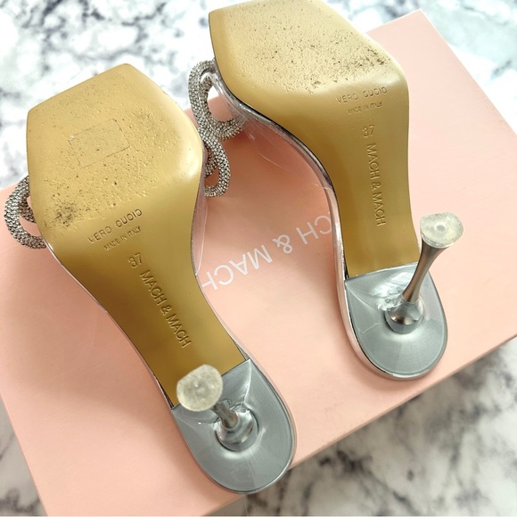 MACH & MACH
Double Bow embellished PVC mules SILVER - Picture 6 of 10